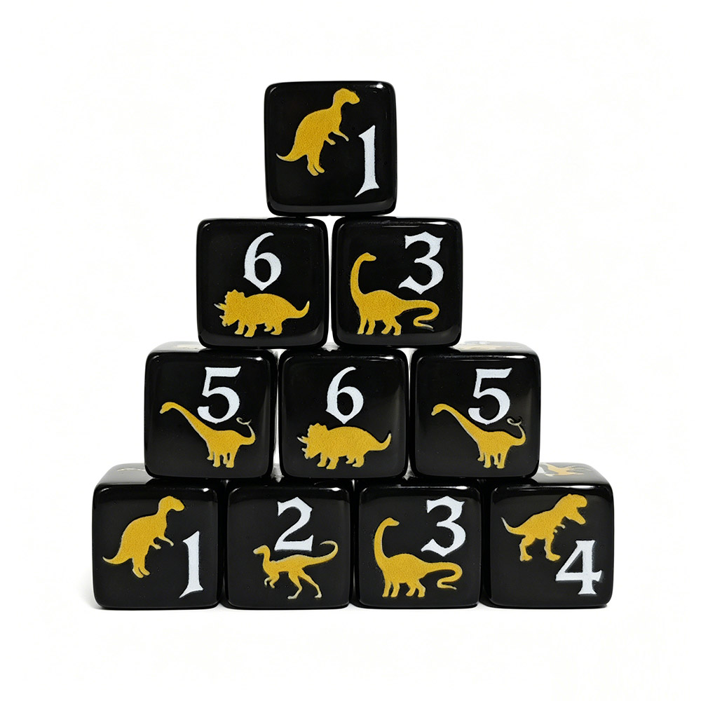 Board Game Print - 12개 검정색 & 노란색 공룡 아크릴