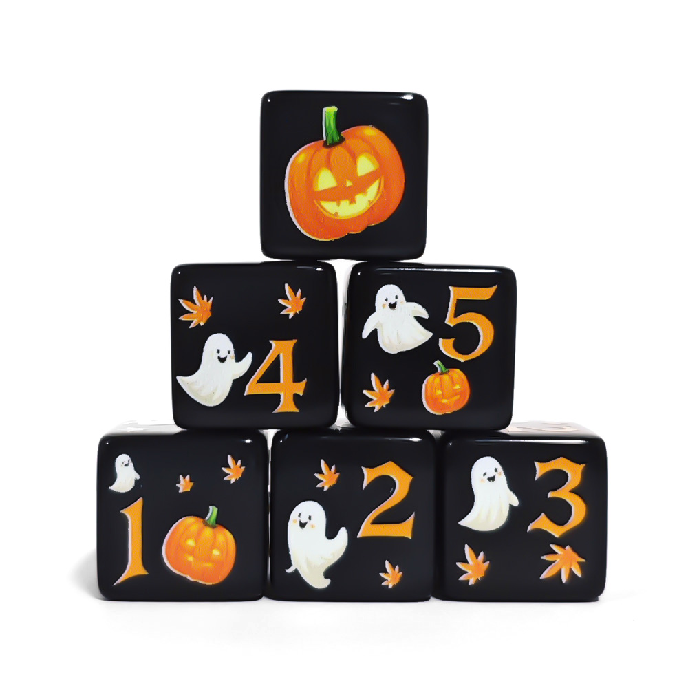 Board Game Print - 12Pcs 16MM 블랙 아크릴 D6 주사위,