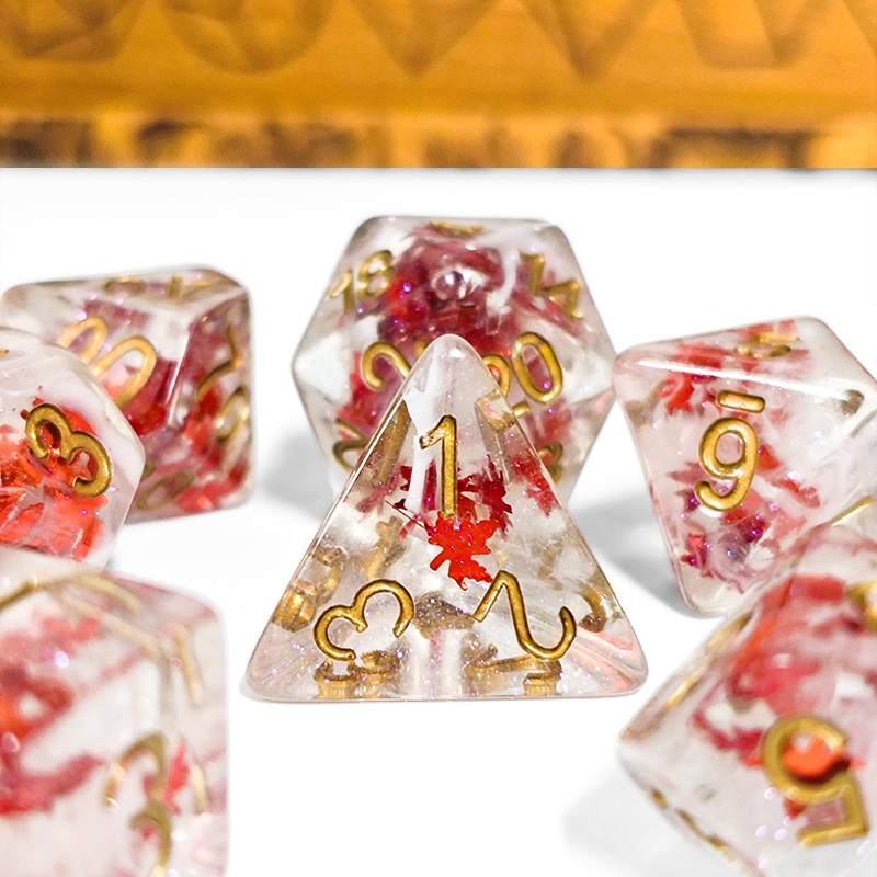 Board Game Land - 7PCS DND 주사위 투명 레진 가을