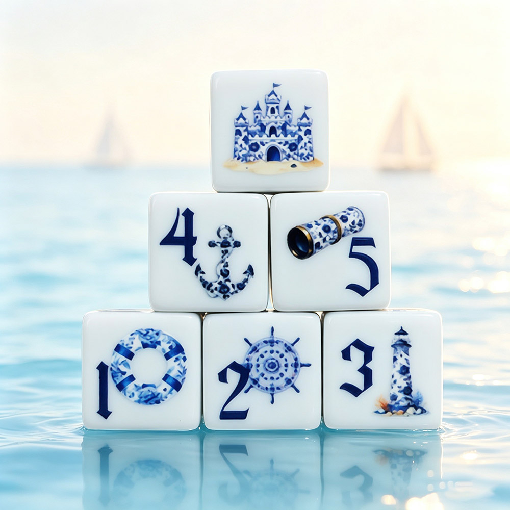 Board Game Print - 12개 블루 해양풍 16MM 프린트 D6