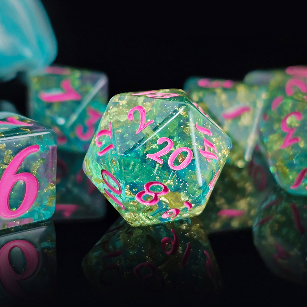7개 세트 반짝이는 호일 내장 레진 주사위 세트 DND - Board Game Dungeons And Dragons 리뷰 및 가격