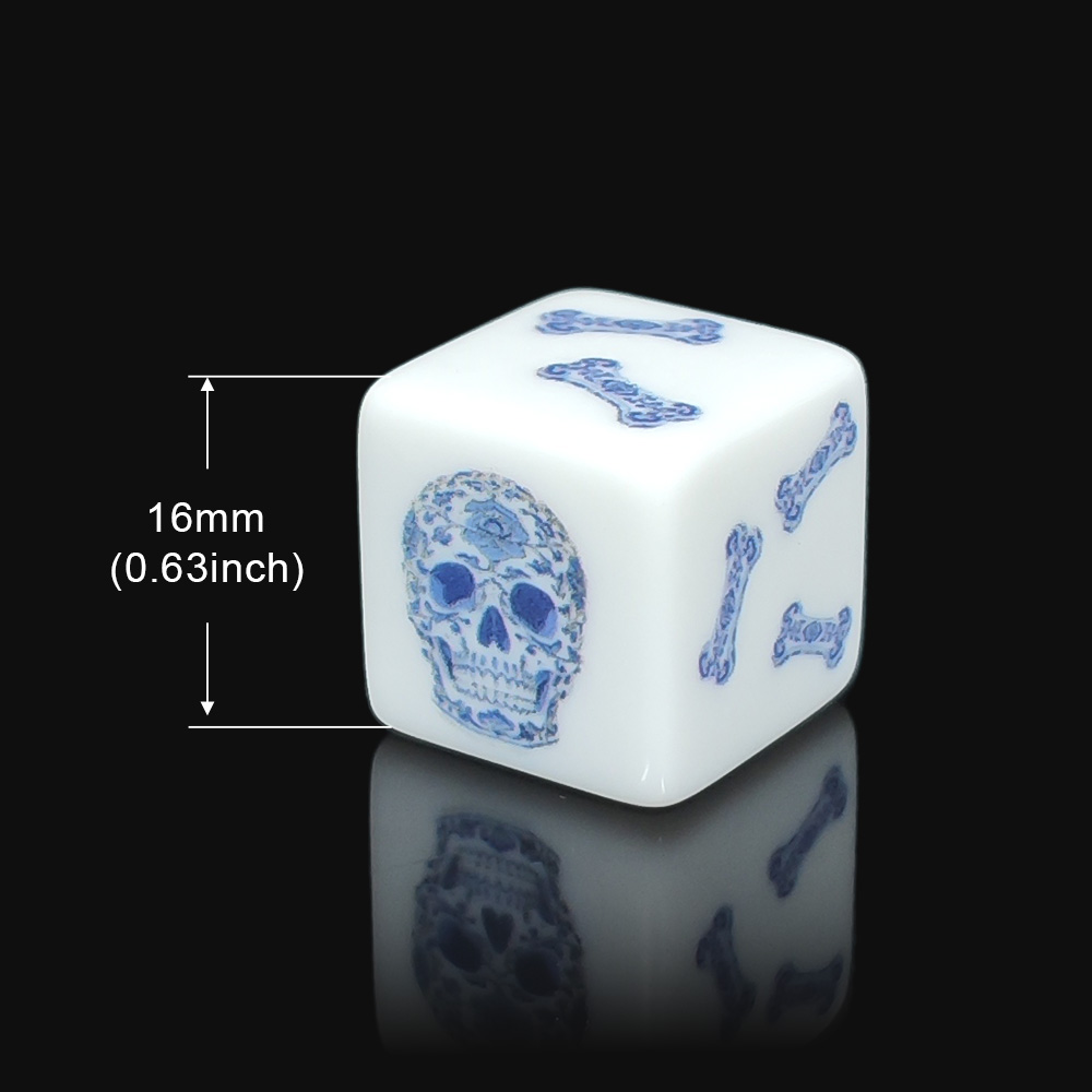 12개 16MM 블루 플로럴 해골 및 뼈 프린트 화이트 - Board Game Print 리뷰 및 가격